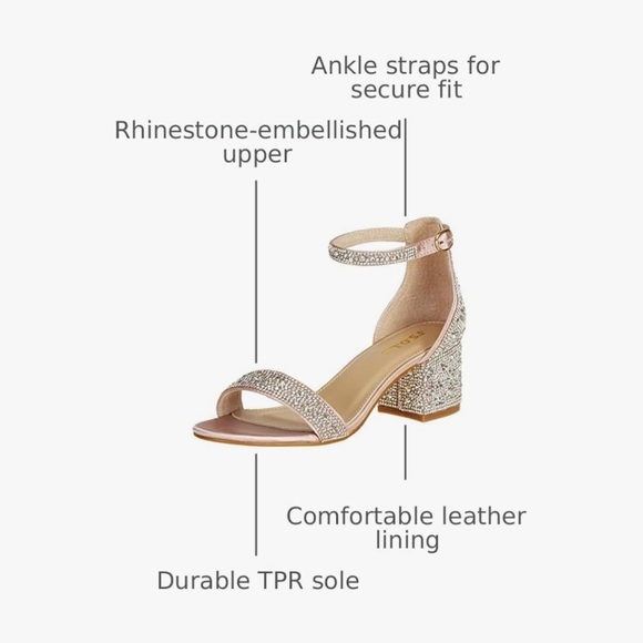 J.S.O.L.E Shoes - 🖤 💍Crystal Embellished Blush Pink Block Heel Sandals with Ankle Strap